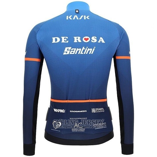 2019 Cycling Jersey Casteli De Pink Blue Long Sleeve And Bib Tight